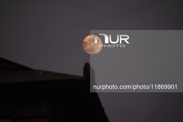 The final full moon, or cold moon, rises in Srinagar, Kashmir, on December 14, 2024. In India, reports indicate that there is no presence of...