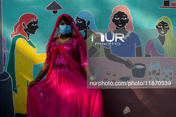 Participants from the LGBTQ+ community are seen dressed in various attire during the annual pride walk in Kolkata, India, on December 15, 20...