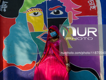 Participants from the LGBTQ+ community are seen dressed in various attire during the annual pride walk in Kolkata, India, on December 15, 20...