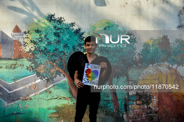 Participants from the LGBTQ+ community are seen dressed in various attire during the annual pride walk in Kolkata, India, on December 15, 20...