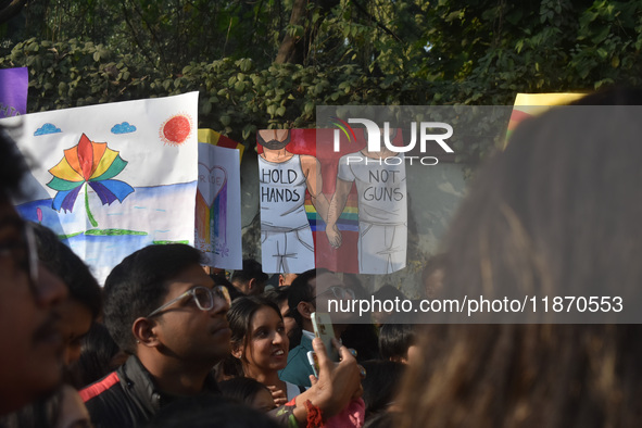 The LGBTQ+ community of Kolkata holds their annual Pride walk in Kolkata, India, on December 15, 2024. 