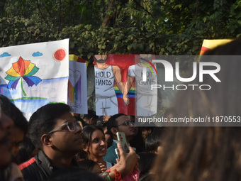 The LGBTQ+ community of Kolkata holds their annual Pride walk in Kolkata, India, on December 15, 2024. (