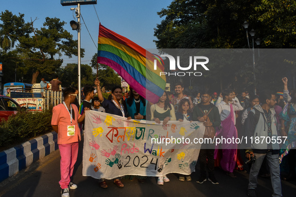 The LGBTQ+ community of Kolkata holds their annual Pride walk in Kolkata, India, on December 15, 2024. 