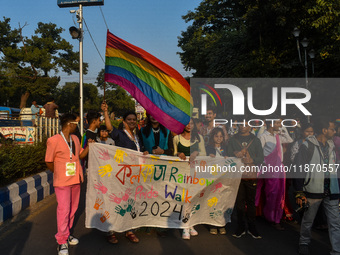 The LGBTQ+ community of Kolkata holds their annual Pride walk in Kolkata, India, on December 15, 2024. (