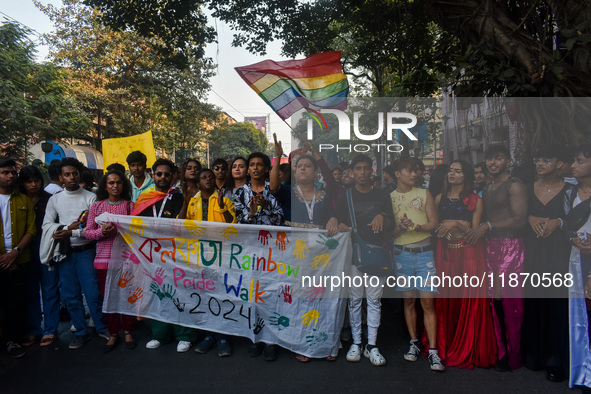 The LGBTQ+ community of Kolkata holds their annual Pride walk in Kolkata, India, on December 15, 2024. 