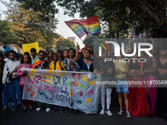 The LGBTQ+ community of Kolkata holds their annual Pride walk in Kolkata, India, on December 15, 2024. (