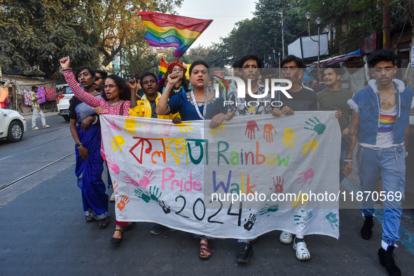 The LGBTQ+ community of Kolkata holds their annual Pride walk in Kolkata, India, on December 15, 2024. 