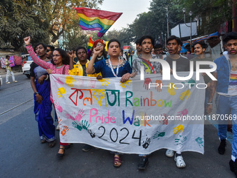 The LGBTQ+ community of Kolkata holds their annual Pride walk in Kolkata, India, on December 15, 2024. (