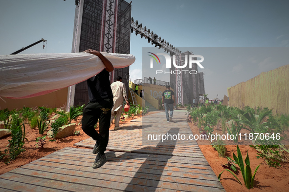 A migrant worker is seen at a construction site near Riyadh, Saudi Arabia on 03 March, 2024. 