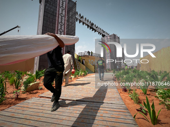 A migrant worker is seen at a construction site near Riyadh, Saudi Arabia on 03 March, 2024. (