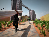 A migrant worker is seen at a construction site near Riyadh, Saudi Arabia on 03 March, 2024. (