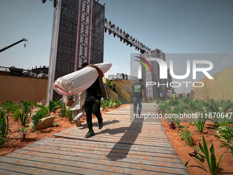 A migrant worker is seen at a construction site near Riyadh, Saudi Arabia on 03 March, 2024. (