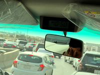 A driver rubs his eyes while in traffic near Riyadh, Saudi Arabia on 03 March, 2024. (