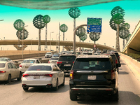 Cars are seen on a highway on 03 Mary, 2024 near Riyadh, Saudi Arabia. (