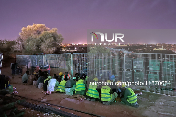 Migrant workers are seen at a constrution site near Riyadh, Saudi Arabia on 02 March, 2024. 