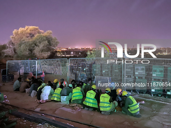 Migrant workers are seen at a constrution site near Riyadh, Saudi Arabia on 02 March, 2024. (