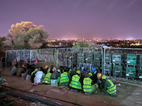 Migrant workers are seen at a constrution site near Riyadh, Saudi Arabia on 02 March, 2024. (