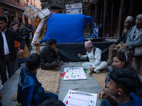 Local residents play a traditional Newari game in Bhaktapur, Nepal, on Sunday. (