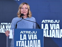 Giorgia Meloni, President of the Council of Ministers, participates in the Atreju event, the Brothers of Italy party, at the Circus Maximus...