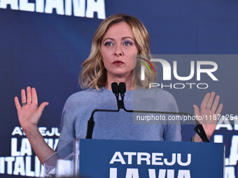 Giorgia Meloni, President of the Council of Ministers, participates in the Atreju event, the Brothers of Italy party, at the Circus Maximus...