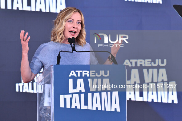 Giorgia Meloni, President of the Council of Ministers, participates in the Atreju event, the Brothers of Italy party, at the Circus Maximus...