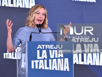 Giorgia Meloni, President of the Council of Ministers, participates in the Atreju event, the Brothers of Italy party, at the Circus Maximus...