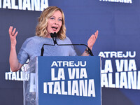 Giorgia Meloni, President of the Council of Ministers, participates in the Atreju event, the Brothers of Italy party, at the Circus Maximus...