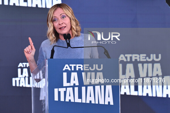 Giorgia Meloni, President of the Council of Ministers, participates in the Atreju event, the Brothers of Italy party, at the Circus Maximus...