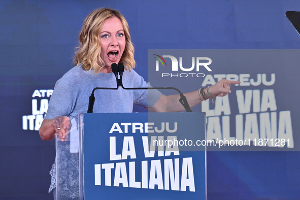 Giorgia Meloni, President of the Council of Ministers, participates in the Atreju event, the Brothers of Italy party, at the Circus Maximus...