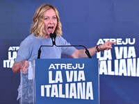 Giorgia Meloni, President of the Council of Ministers, participates in the Atreju event, the Brothers of Italy party, at the Circus Maximus...