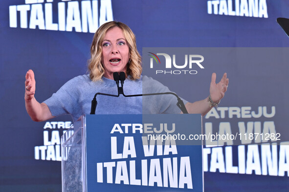 Giorgia Meloni, President of the Council of Ministers, participates in the Atreju event, the Brothers of Italy party, at the Circus Maximus...