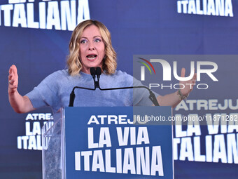 Giorgia Meloni, President of the Council of Ministers, participates in the Atreju event, the Brothers of Italy party, at the Circus Maximus...