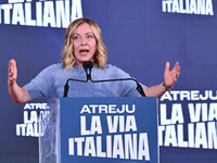 Giorgia Meloni, President of the Council of Ministers, participates in the Atreju event, the Brothers of Italy party, at the Circus Maximus...