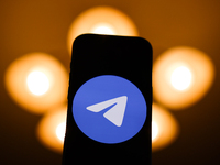 Telegram logo displayed on a phone screen is seen in this illustration photo taken in Poland on December 15, 2024. (