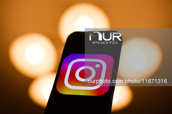 Instagram logo displayed on a phone screen is seen in this illustration photo taken in Poland on December 15, 2024. 