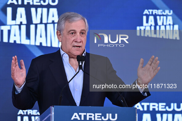 Antonio Tajani, Minister of Foreign Affairs and Vice President of the Council of Ministers, participates in the Atreju event, organized by t...