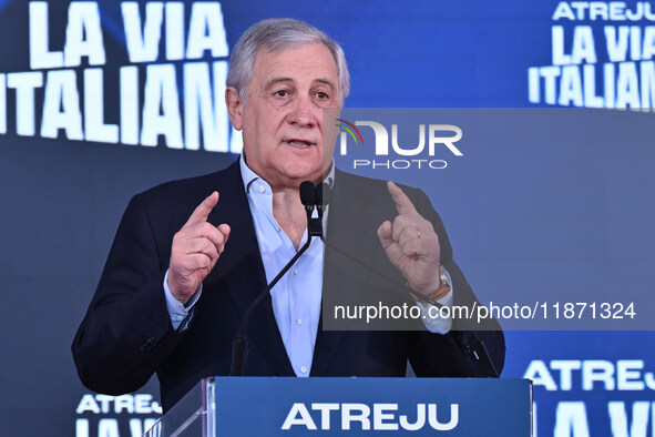 Antonio Tajani, Minister of Foreign Affairs and Vice President of the Council of Ministers, participates in the Atreju event, organized by t...