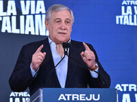 Antonio Tajani, Minister of Foreign Affairs and Vice President of the Council of Ministers, participates in the Atreju event, organized by t...