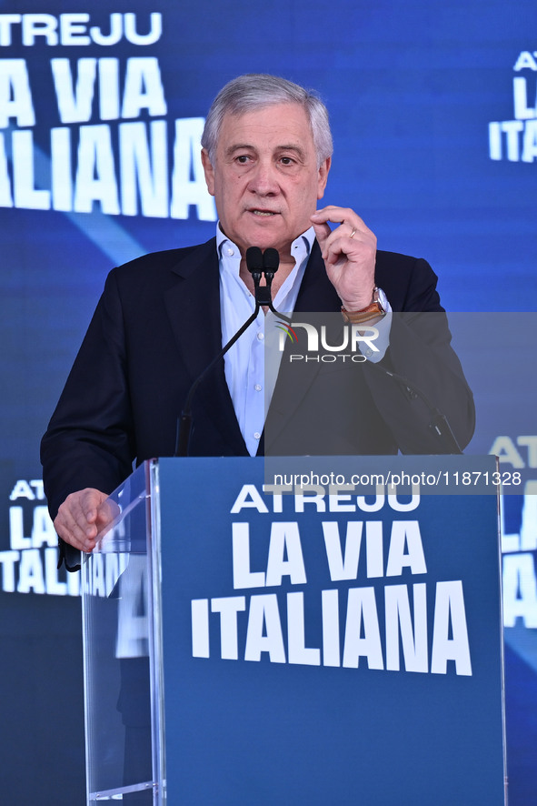 Antonio Tajani, Minister of Foreign Affairs and Vice President of the Council of Ministers, participates in the Atreju event, organized by t...