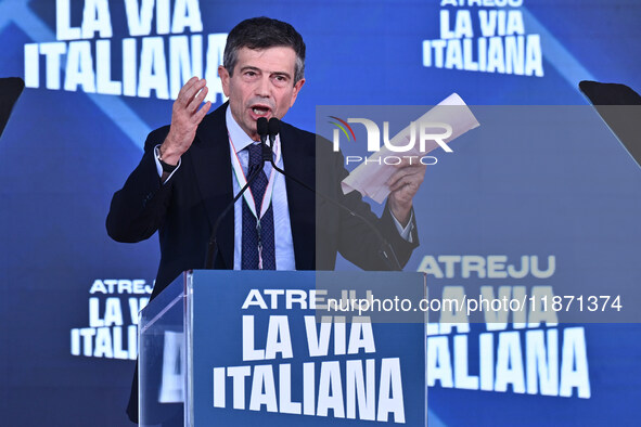 Maurizio Enzo Lupi, Deputy and President of Noi Moderati, participates in the Atreju event, the Brothers of Italy party, at the Circus Maxim...