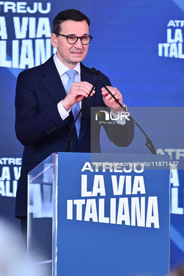 Mateusz Morawiecki, former President of the Council of Ministers of the Republic of Poland, participates in the Atreju event, the Brothers o...