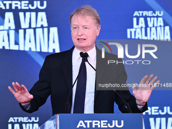 Lucio Malan, the Fratelli d'Italia Group Leader in the Senate of the Republic, participates in the Atreju event, the Brothers of Italy party...