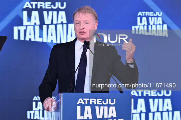 Lucio Malan, the Fratelli d'Italia Group Leader in the Senate of the Republic, participates in the Atreju event, the Brothers of Italy party...