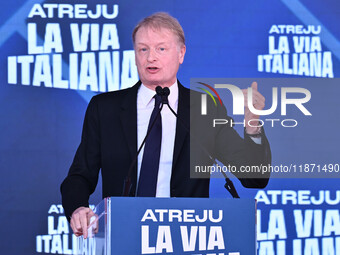 Lucio Malan, the Fratelli d'Italia Group Leader in the Senate of the Republic, participates in the Atreju event, the Brothers of Italy party...