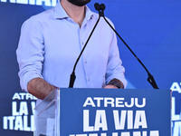 Fabio Roscani, Fratelli d'Italia Deputy and National Youth President, participates in the Atreju event, the Brothers of Italy party, at the...