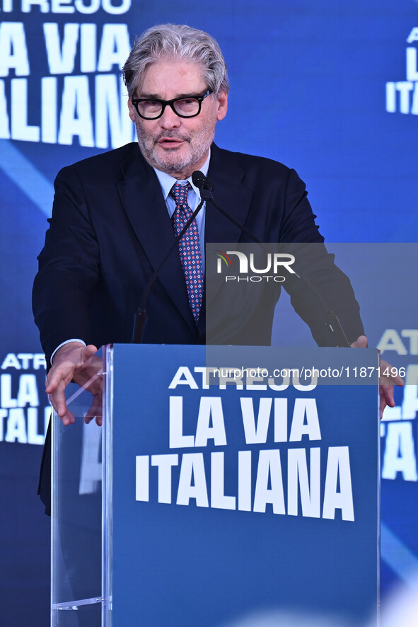 Paolo del Debbio, a journalist, participates in the Atreju event, the Brothers of Italy party, at the Circus Maximus in Rome, Italy, on Dece...