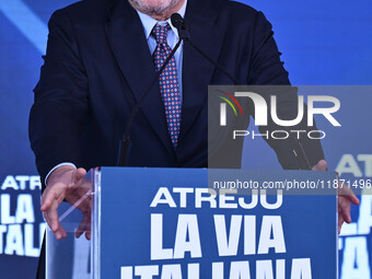 Paolo del Debbio, a journalist, participates in the Atreju event, the Brothers of Italy party, at the Circus Maximus in Rome, Italy, on Dece...