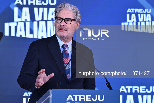 Paolo del Debbio, a journalist, participates in the Atreju event, the Brothers of Italy party, at the Circus Maximus in Rome, Italy, on Dece...