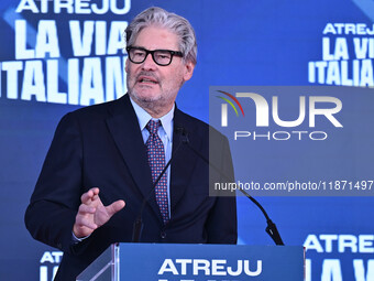 Paolo del Debbio, a journalist, participates in the Atreju event, the Brothers of Italy party, at the Circus Maximus in Rome, Italy, on Dece...