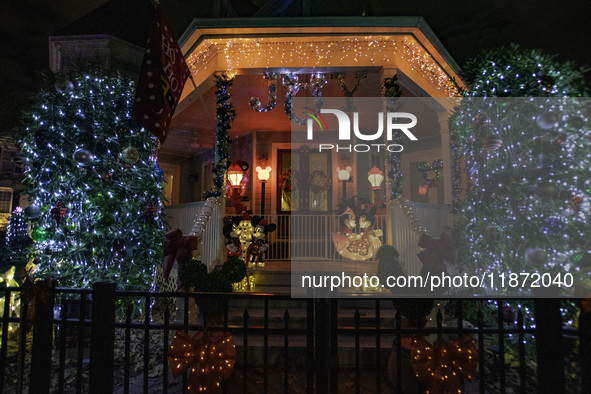 Houses and their gardens in the Celebration region in Florida are decorated with the Christmas theme on October 13. 